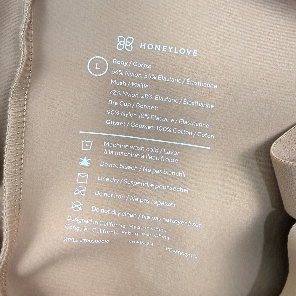 Honeylove SuperPower Mid Thigh Bodysuit Shapewear Size Large Sand Compression - Picture 6 of 7